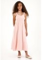 Vestido Rosado Largo Con Elástico En La Cintura Para Niña de Tennis