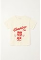 Camiseta Básica Estampada Crudo Para Niña de Tennis