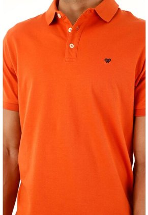 Tennis Polo Naranja Con Cuello Y Puños En Rib Para Hombre