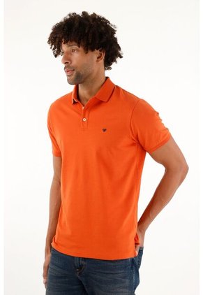 Tennis Polo Naranja Con Cuello Y Puños En Rib Para Hombre