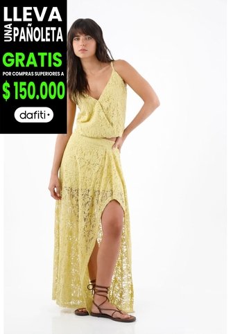 Tennis Top De Tiras Para Mujer En Encaje De Algodón Amarillo Fit Relajado Con Escote Cruzado Tennis