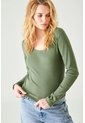 Tennis Camiseta Slim Fit Manga Larga En Algodón Verde Para Mujer de Tennis