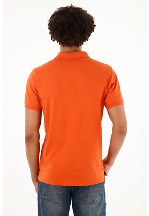Tennis Polo Naranja Con Cuello Y Puños En Rib Para Hombre