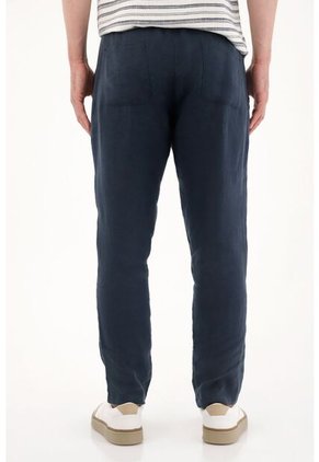 Tennis Pantalón Chino En 100% Lino Azul Para Hombre