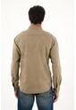 Camisa Oxford Manga Larga Café Para Hombre de Tennis
