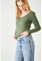 Tennis Camiseta Slim Fit Manga Larga En Algodón Verde Para Mujer de Tennis