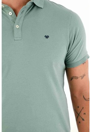 Tennis Polo En Piqué Licra Verde Para Hombre