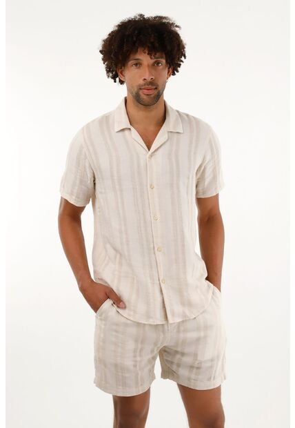Tennis Camisa Crudo Tipo Bowling A Rayas Para Hombre
