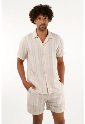 Tennis Camisa Crudo Tipo Bowling A Rayas Para Hombre