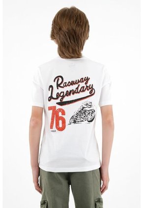 Camiseta Blanca Con Estampado Posterior Para Niño