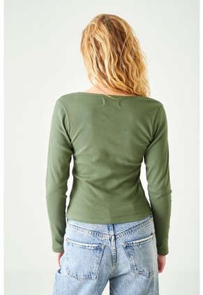 Tennis Camiseta Slim Fit Manga Larga En Algodón Verde Para Mujer