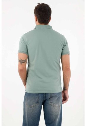 Tennis Polo En Piqué Licra Verde Para Hombre