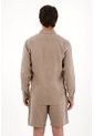 Tennis Camisa En 100% Lino Con Mini Bordado Gris Para Hombre de Tennis