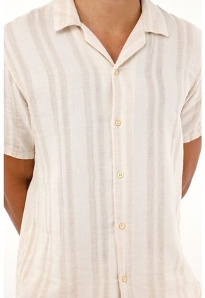 Tennis Camisa Crudo Tipo Bowling A Rayas Para Hombre