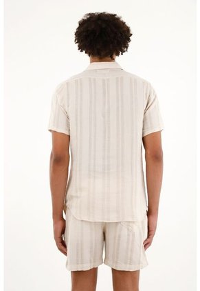 Tennis Camisa Crudo Tipo Bowling A Rayas Para Hombre