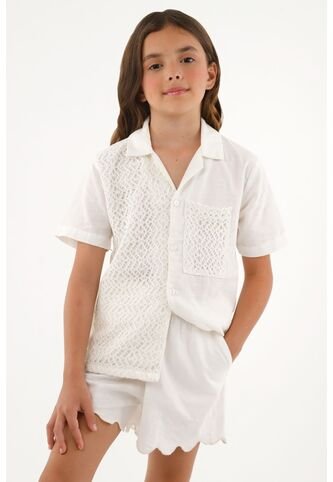 Camisa Crudo Tipo Bowling Para Niña Tennis