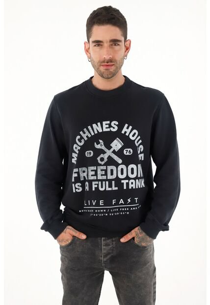 Tennis Buzo Negro Estampado Para Hombre