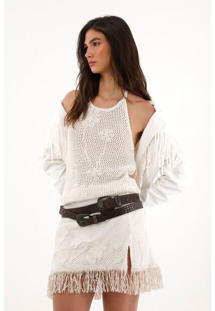 Tennis Camiseta De Tejido Abierto Crudo Para Mujer