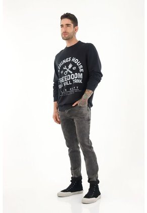 Tennis Buzo Negro Estampado Para Hombre