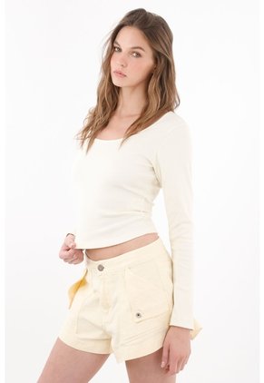 Tennis Camiseta Manga Larga Con Cuello Redondo En Algodón Crudo Para Mujer