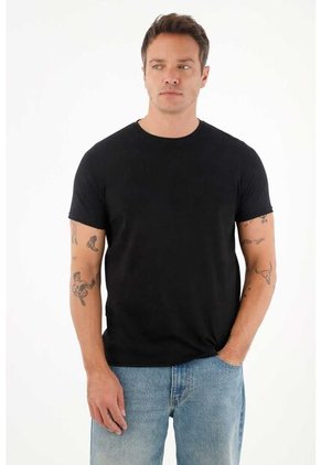 Tennis Camiseta Básica De Tacto Suave Negra Para Hombre