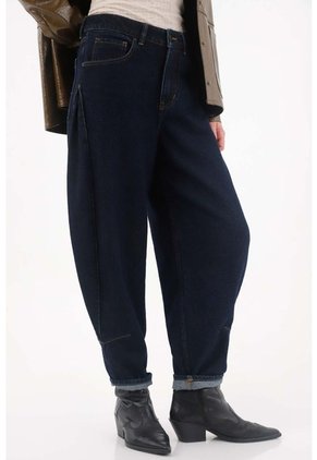 Tennis Jean Slouchy Con Prense Decorativo Azul Para Mujer