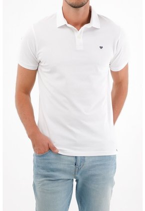Tennis Polo Slim Fit Blanca Licra Para Hombre