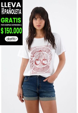 Tennis Camiseta Mujer Algodón Blanco Fit Relajado Con Cerezas Tennis