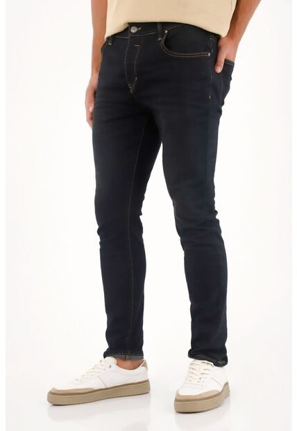 Tennis Jean Skinny Tiro Medio Azul Oscuro Para Hombre