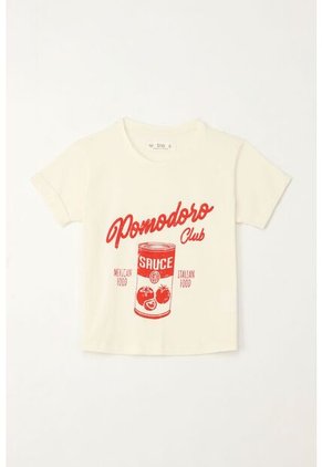 Camiseta Básica Estampada Crudo Para Niña