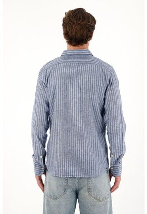 Tennis Camisa Manga Larga Con Diseño A Rayas Para Hombre