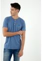 Camiseta De Hombre, Cuello Henley Manga Corta, Color Azul de Tennis