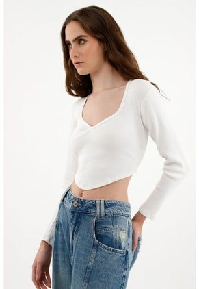 Camiseta Blanca Tipo Crop Para Mujer
