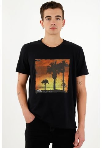 Camiseta Manga Corta Negra Para Hombre Tennis