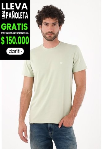 Tennis Camiseta Para Hombre De Algodón Verde Regular Fit Con Mini Raquetas Al Pecho Tennis