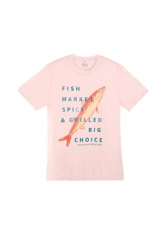 Camiseta Rosada Estampada En Frente Para Hombre Tennis