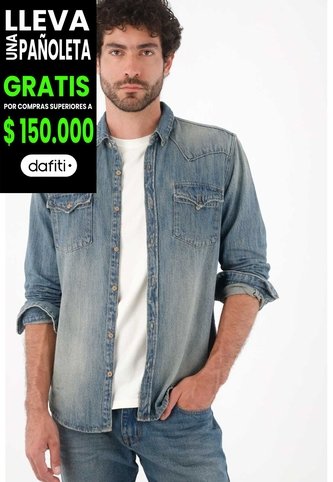 Tennis Camisa Para Hombre De Algodón índigo Fit Relajado Lavado Vintage Tennis
