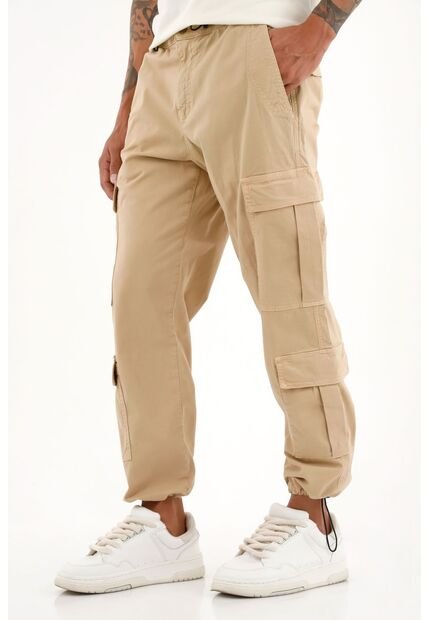 Pantalón Jogger Con Bolsillos Cargo Café Para Hombre