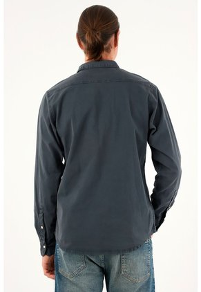 Tennis Camisa Azul Manga Larga Para Hombre