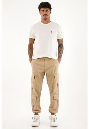 Pantalón Jogger Con Bolsillos Cargo Café Para Hombre