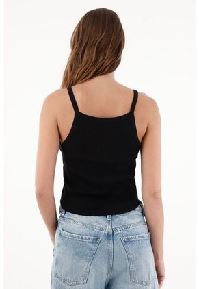 Tennis Camiseta Negra De Tiras Para Mujer