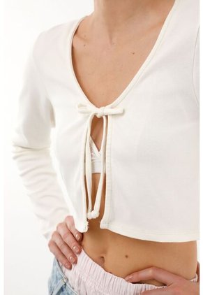 Tennis Camiseta Crudo Abierta Con Tiras Para Anudar Para Mujer