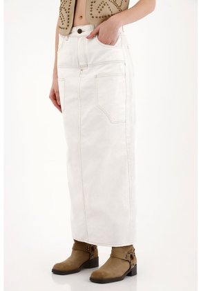 Tennis Falda Larga En Bull Denim Crudo Para Mujer