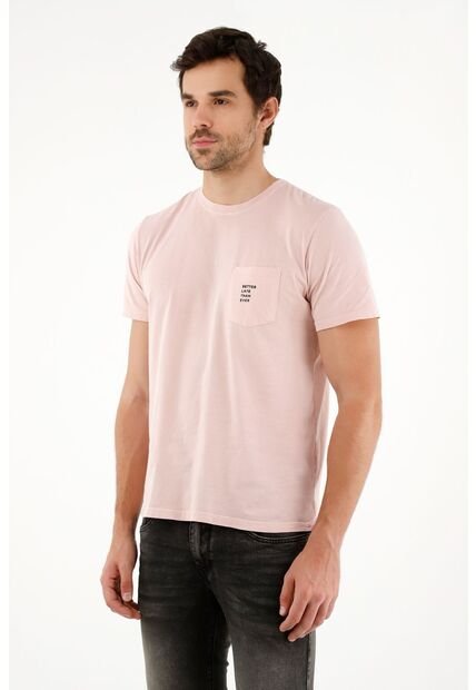 Camiseta Rosada Con Bolsillo Para Hombre