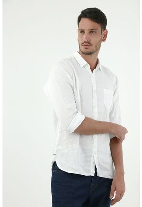 Camisa Blanca De Lino Para Hombre