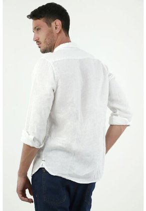 Camisa Blanca De Lino Para Hombre