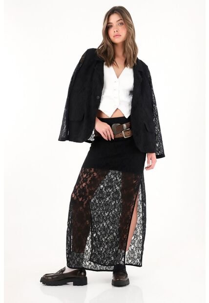 Tennis Blazer Negro En Encaje Para Mujer