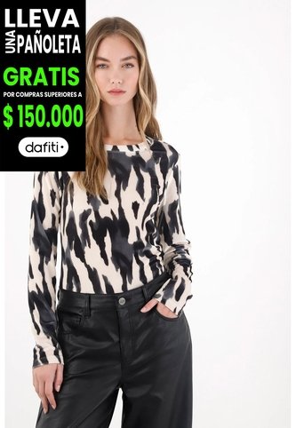 Tennis Camiseta Manga Larga Animal Print Para Mujer Tennis