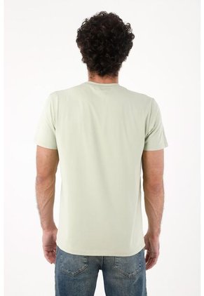 Tennis Camiseta Para Hombre De Algodón Verde Regular Fit Con Mini Raquetas Al Pecho
