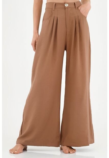 Pantalón Café De Bota Amplia Para Mujer